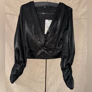 ZARA flowy satin twist top